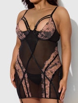 Nova Blacklight Glow Lace Garter Slip