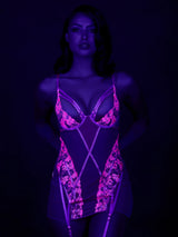 Nova Blacklight Glow Lace Garter Slip