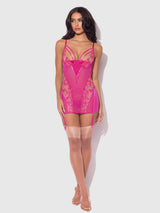 Nova Blacklight Glow Lace Garter Slip