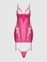 Nova Blacklight Glow Lace Garter Slip