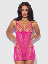 Nova Blacklight Glow Lace Garter Slip