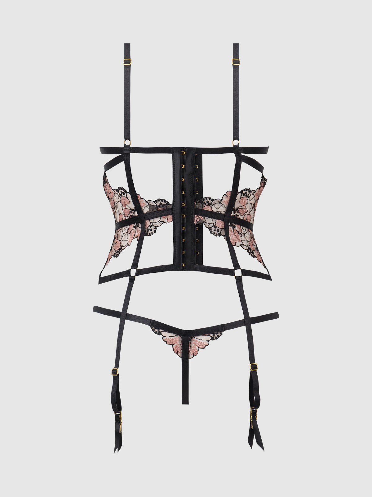 House of Desire Nova Blacklight Glow Lace Corset & Thong Set
