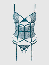 Nova Blacklight Glow Lace Corset & Thong Set