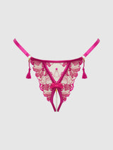 Nova Blacklight Glow Lace Crotchless Pearl G-String Pink Dragon