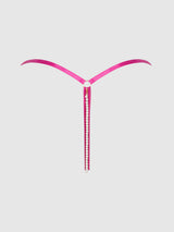 Nova Blacklight Glow Lace Crotchless Pearl G-String Pink Dragon