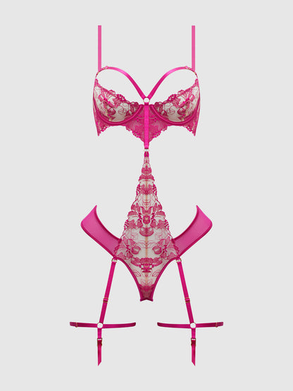 House of Desire Nova Blacklight Glow Lace Teddy