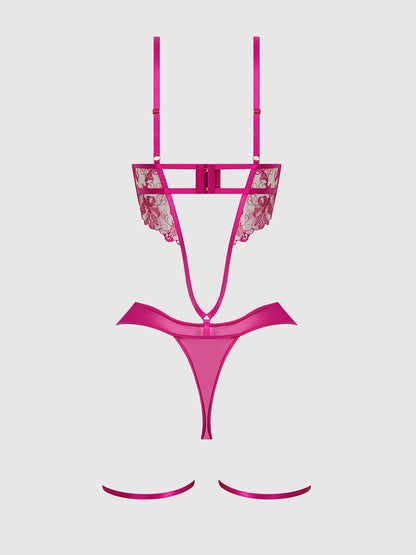 House of Desire Nova Blacklight Glow Lace Teddy