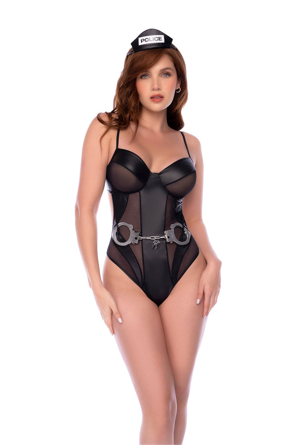 Off Duty Wet Look Mesh Police Teddy Set - Mapale