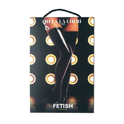 Oh la la Cheri Vinyl Thigh Highs Black