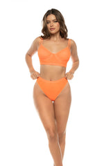 Mapale Margo Orange Crush Longline Mesh Underwire Bra Set