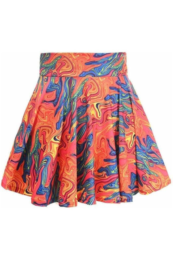Daisy Corsets Orange Tie-Dye Stretch Lycra Skirt