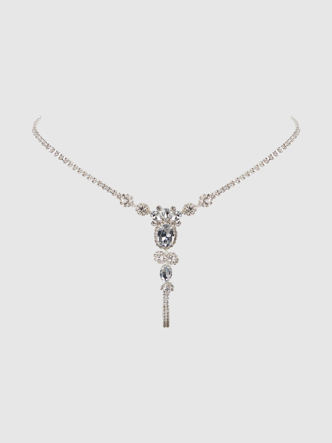 Ornate Rhinestone G-String Silver