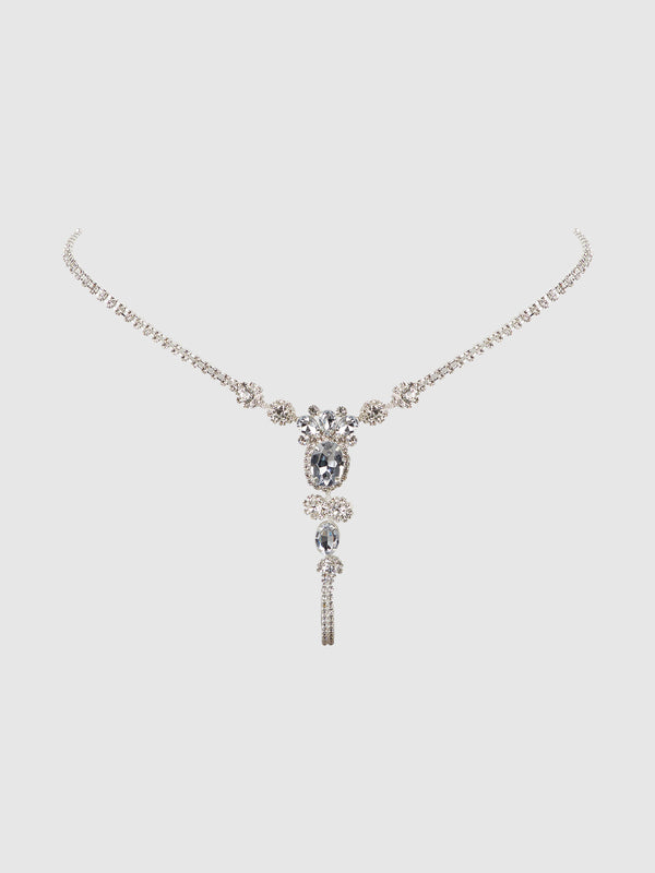 House of Desire Ornate Rhinestone G-String Silver
