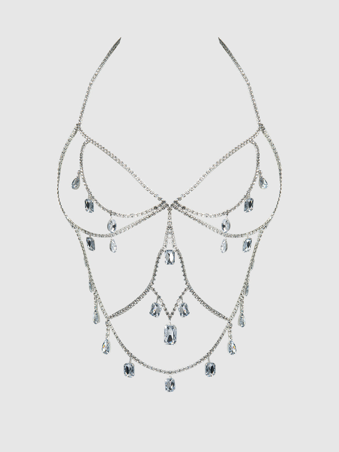 Oversized Rhinestone Top Silver