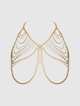Pearl & Chain Draped Bralette Bra Gold