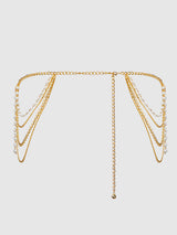 Pearl & Chain Draped Garter Gold