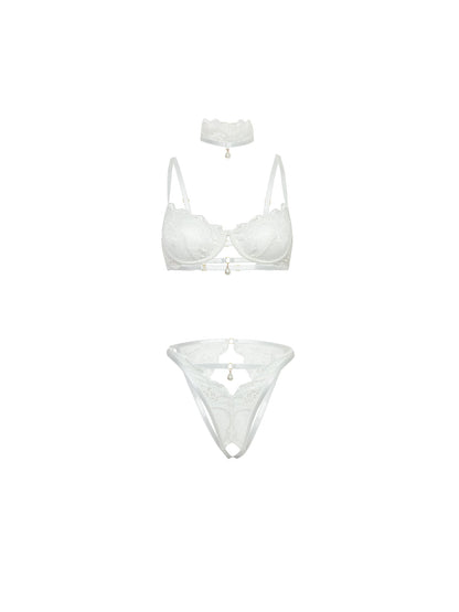 Oh la la Cheri Perla Lace Bra Set White