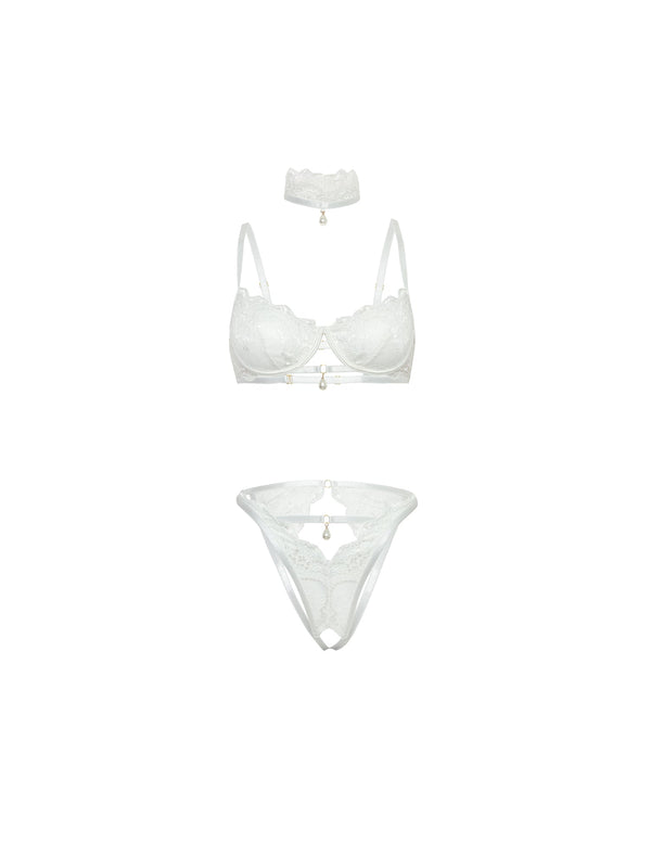 Perla Lace Bra Set White