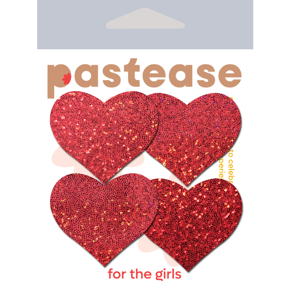 Pastease Premium Petites Glitter Heart - Red O/S Pack of 2 Pair
