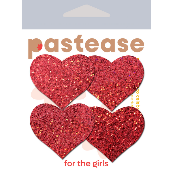 Pastease Premium Petites Glitter Heart - Red O/S Pack of 2 Pair
