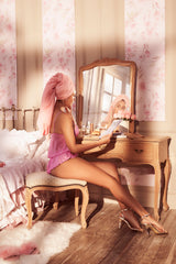 Mapale Petal Hush Sheer Mesh Cami and Flutter Shorts Set Blush Pink