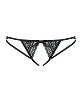 Seductive black Picantina crotchless thong with delicate lace, open crotch, and a charming bow.