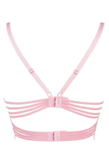 Axami Pink Rose Lace Longline Corset Bra with sensual back design and silky smooth straps.