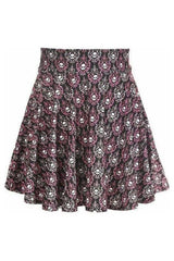 Pink & White Skulls Stretch Lycra Skirt - Daisy Corsets