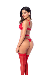 Mapale Playful Lace Open Peek-a-boo Bralette Bra Set Valentine Red
