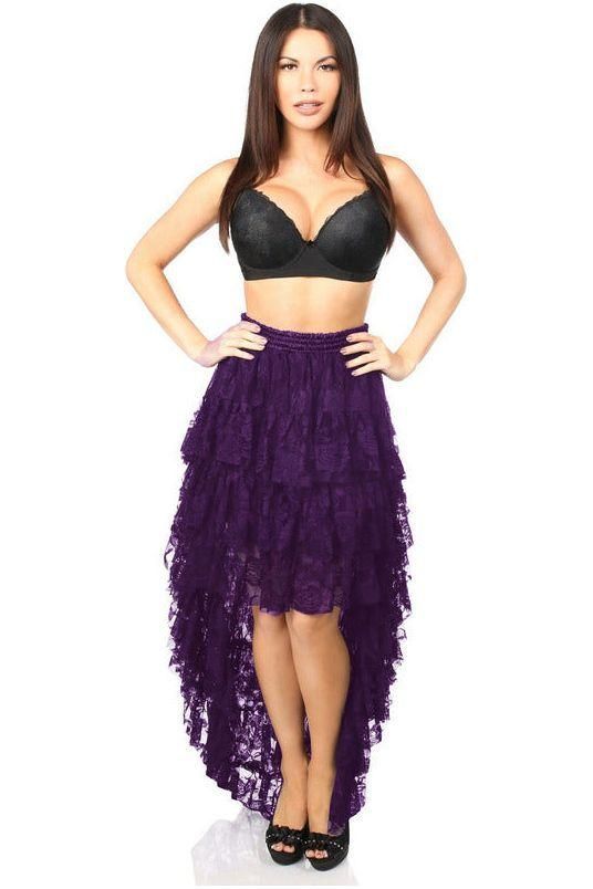 Daisy Corsets Plum High Low Lace Skirt ACC-08