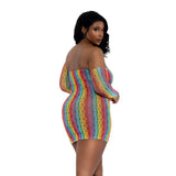 Dreamgirl Rainbow Mini Dress with Arm Warmers - Queen - Rainbow