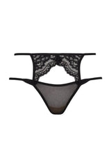 Axami Poison black lace thong with sensual cut-out and delicate mesh.