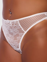 House of Desire Portia Swiss Dot Bustier & Thong Set White