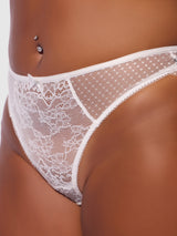 House of Desire Queen Portia Swiss Dot Bustier & Thong Set White