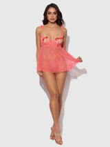 House of Desire Portia Swiss Dot Peekaboo Cups Babydoll & G-String Set Siesta