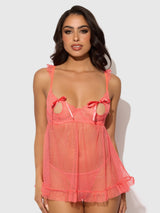 House of Desire Queen Portia Swiss Dot Peekaboo Cups Babydoll & G-String Set Siesta