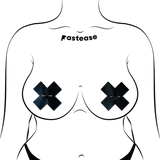 Pastease Pierced Liquid Black Cross w/Barbell Piercing - Black