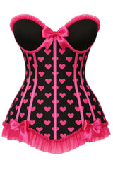 Daisy Corsets Lavish Black & Pink Hearts Lycra Hook & Eye Back Closure Bustier