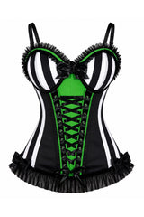 Daisy Corsets Lavish Black/White Stripe w/Green Bustier Corset with Underwire Cups