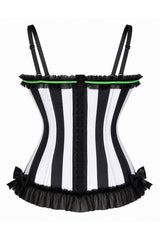 Daisy Corsets Lavish Black/White Stripe w/Green Bustier Corset with Underwire Cups