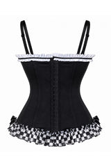 Daisy Corsets Lavish Blue/White/Black w/Checker Stretch Lycra Bustier Corset with Underwire Cups