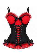 Daisy Corsets Lavish Red/Black Stretch Lycra Bustier Corset with Underwire Cups