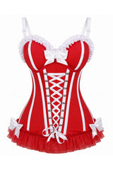 Daisy Corsets Lavish Red/White Lace-Up Bustier Corset with Underwire Cups