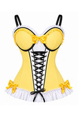 Daisy Corsets Lavish Yellow/White/Black Stretch Lycra Bustier Corset with Underwire Cups