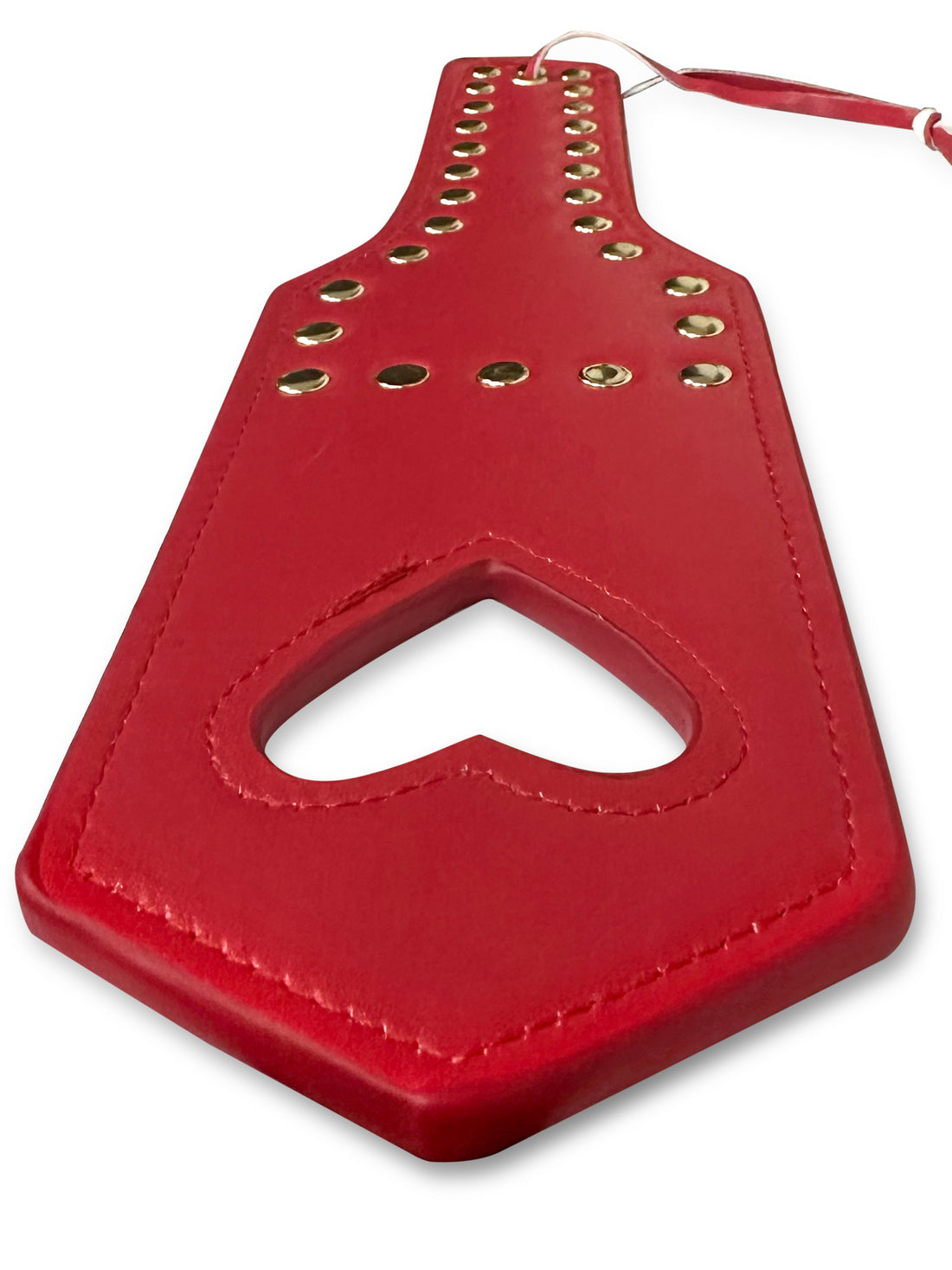 Mapale Studded Heart Faux Leather Spanker Red