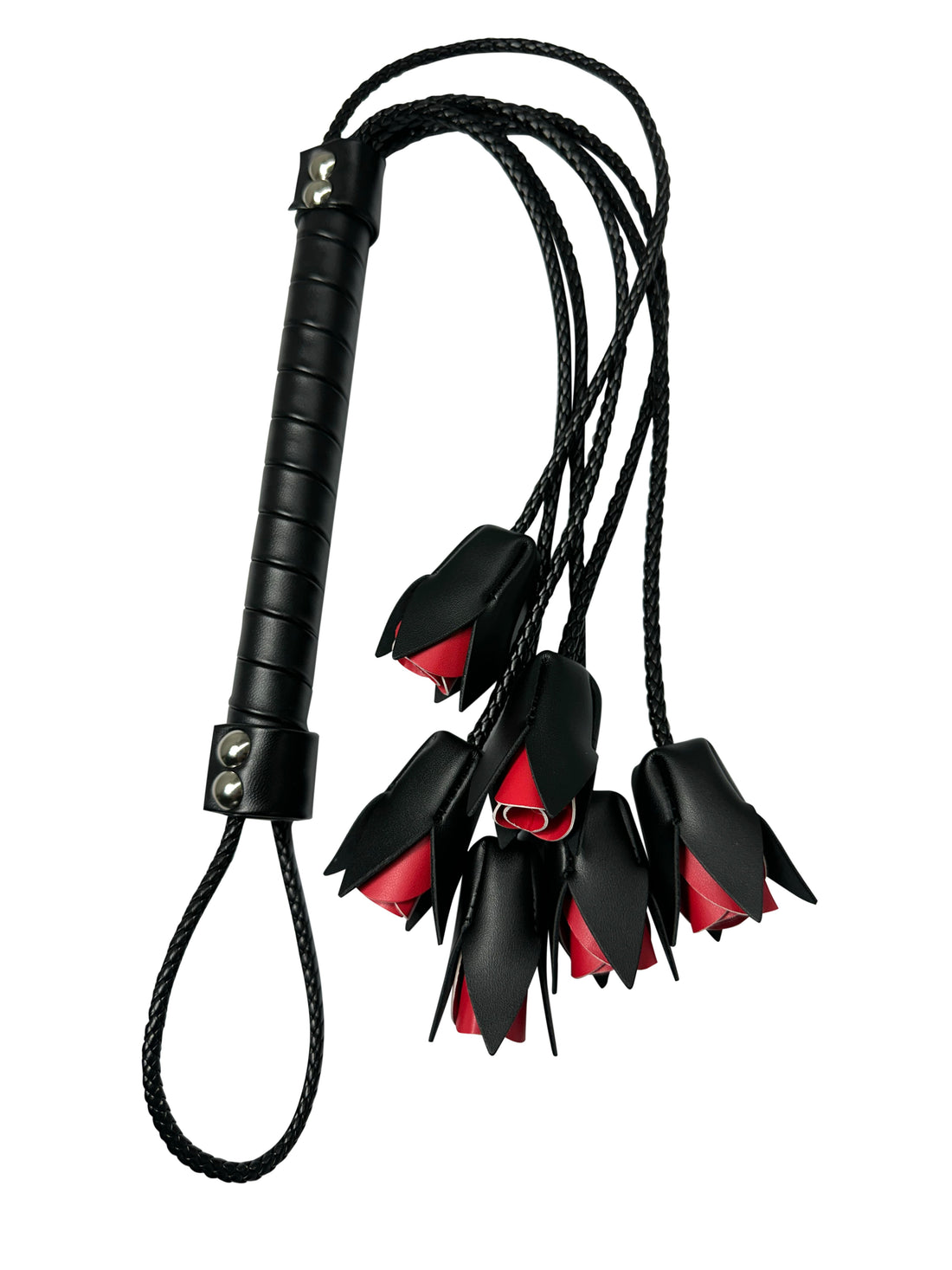 Mapale Premium Faux Leather Red Roses Lingerie Accessory Black