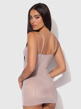 House of Desire Presley Shine Mesh & Rhinestone Chemise & G-String Set