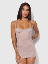 House of Desire Presley Shine Mesh & Rhinestone Chemise & G-String Set