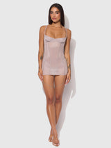 House of Desire Presley Shine Mesh & Rhinestone Chemise & G-String Set