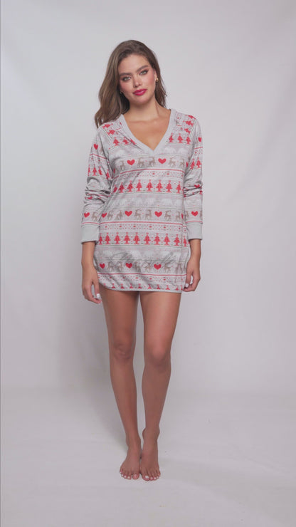 Mapale Lounge 7597 Sleep Chemise Nightie Holiday Print